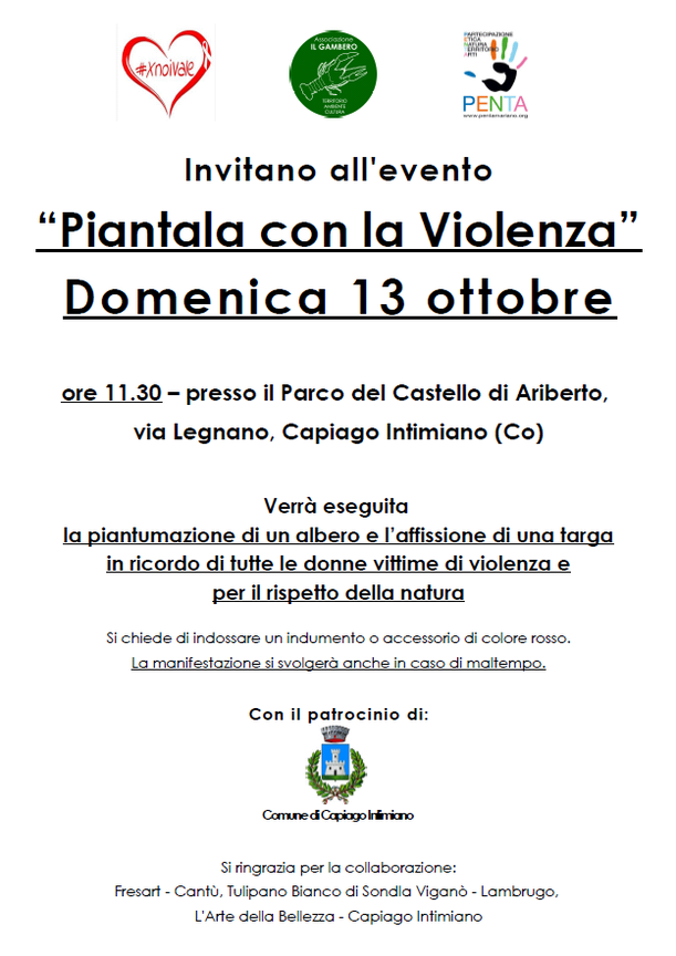 Volantino evento del 13 ottobre "piantala con la violenza"