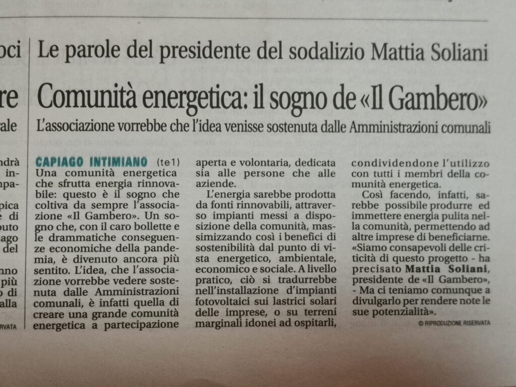 Comunità energetiche noi ci siamo