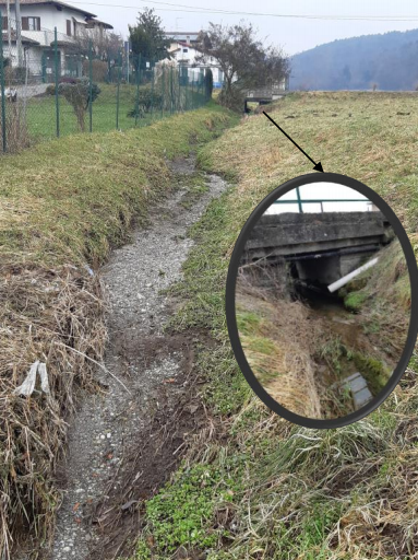 Foto del torrente coperto per un tratto con particolare