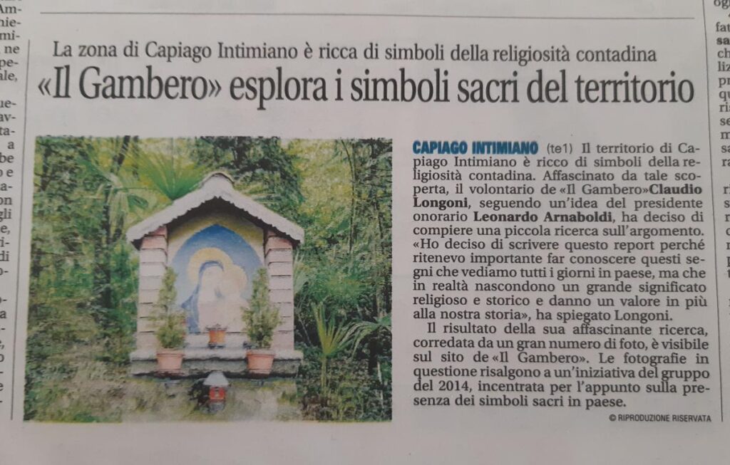 Articolo Il Gambero esplora i simboli sacri del territorio